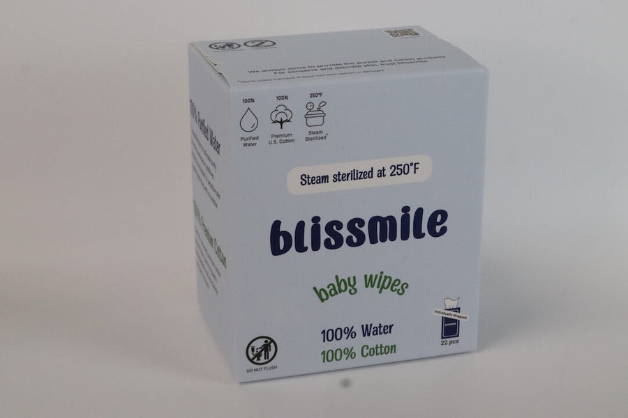 Blissmile baby wipes box displayed against a light gray background.